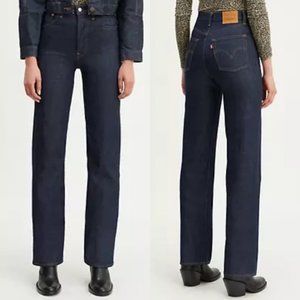 Levi’s Premium Ribcage Straight Ankle Jeans: Dark